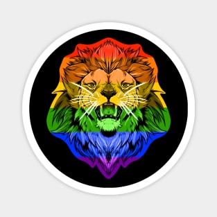 illustrated LION PRIDE series (gay pride flag) RAINBOW ROYGBIV Magnet